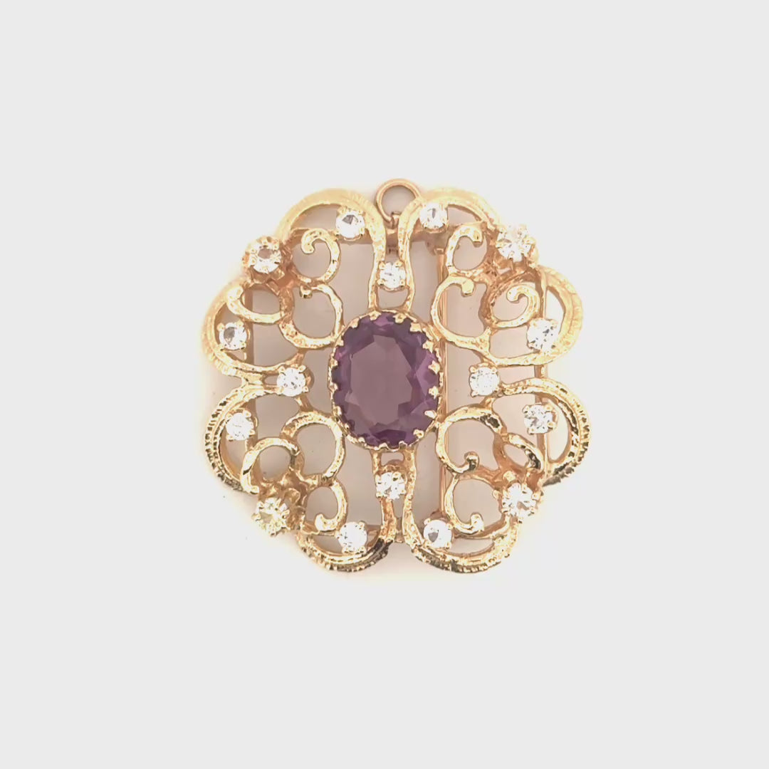 5.68cttw. Lab Grown Color Change Sapphire with Colorless Sapphires Set in 14K Yellow Gold