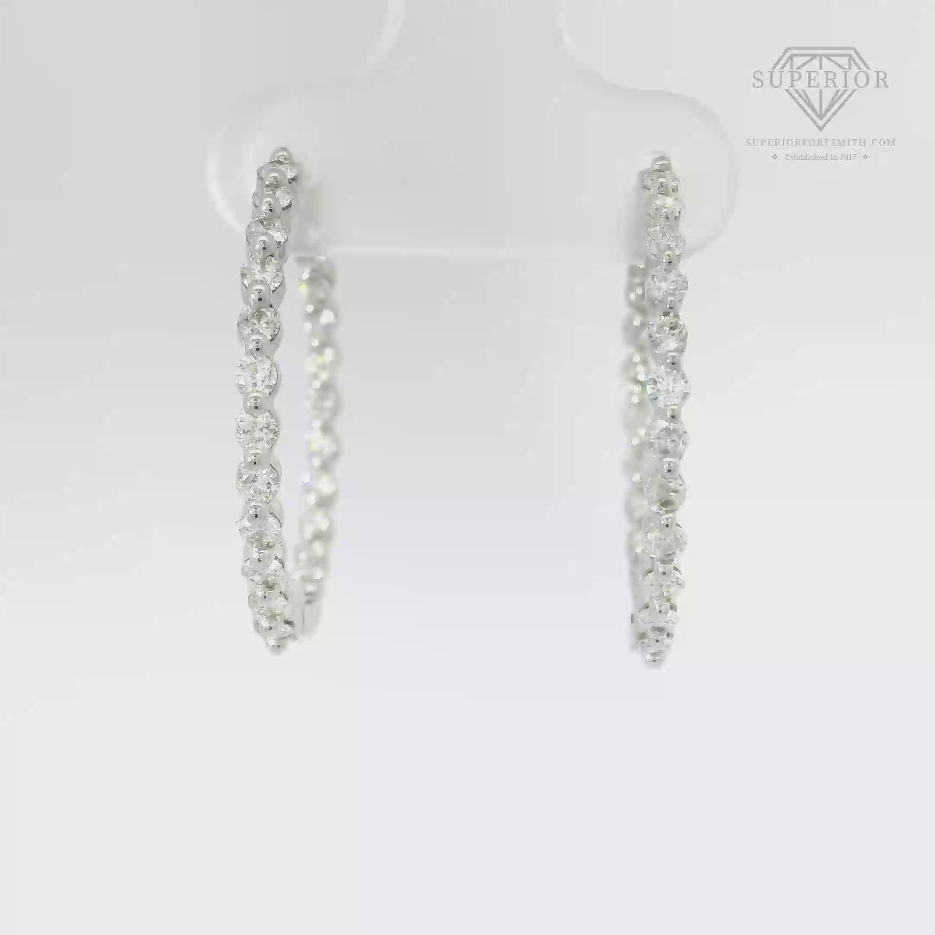 Natural Diamond In N Out Hoops Set in 14K White Gold