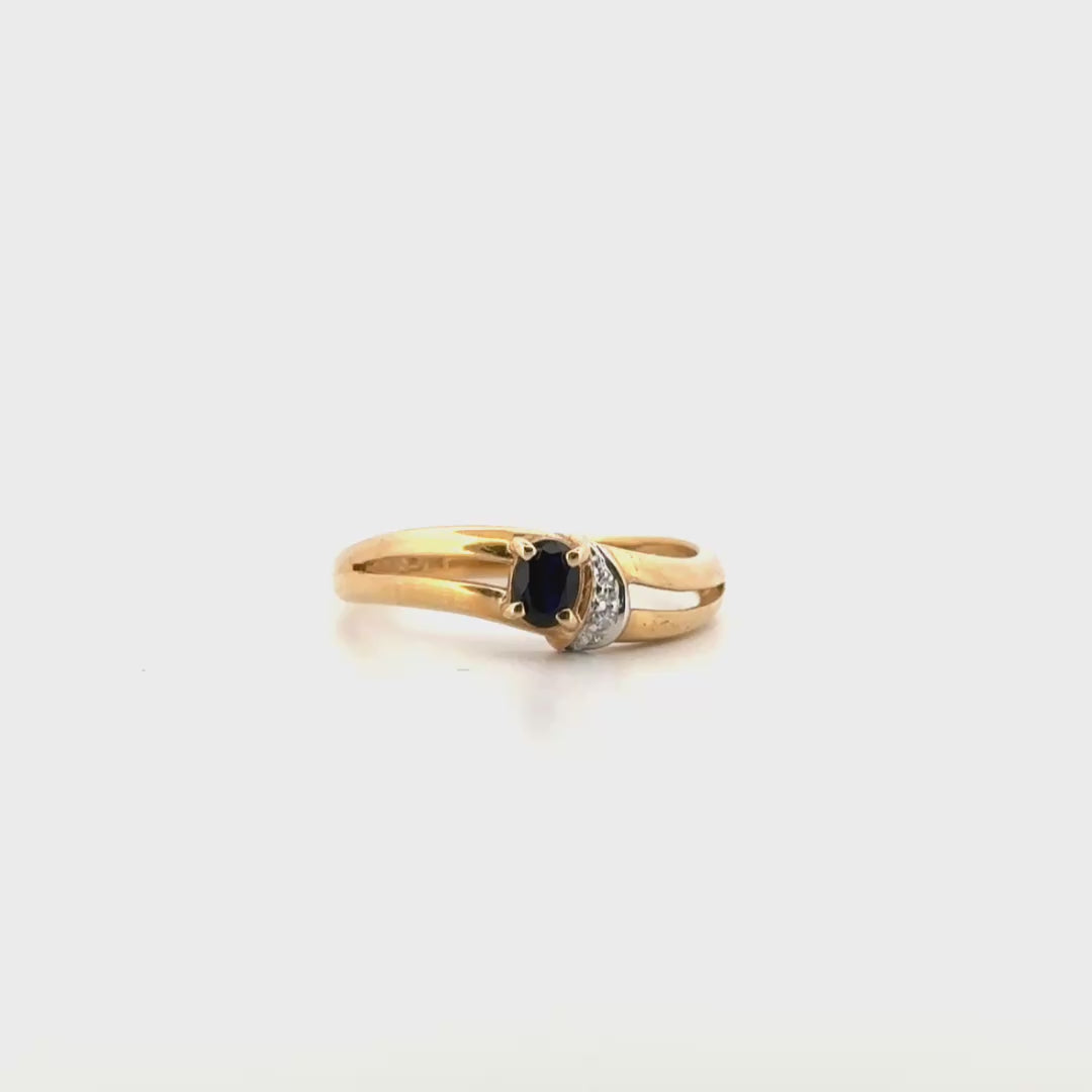 Sapphire & Diamond Ring Set in 10K Yellow Gold