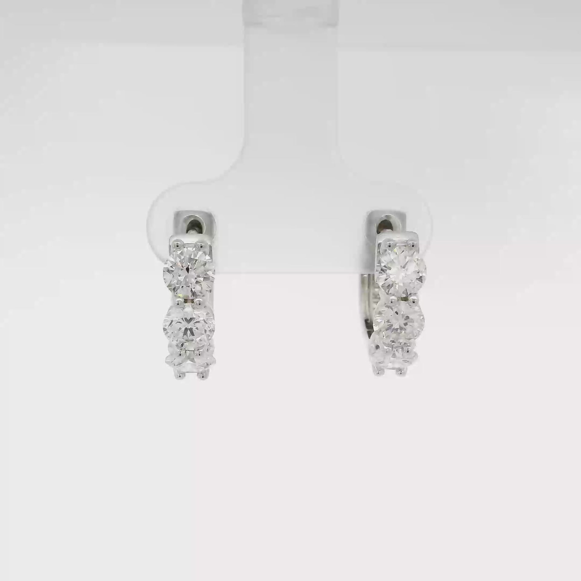 1.5cttw. Lab Grown Round Diamond Huggies in 14K White Gold