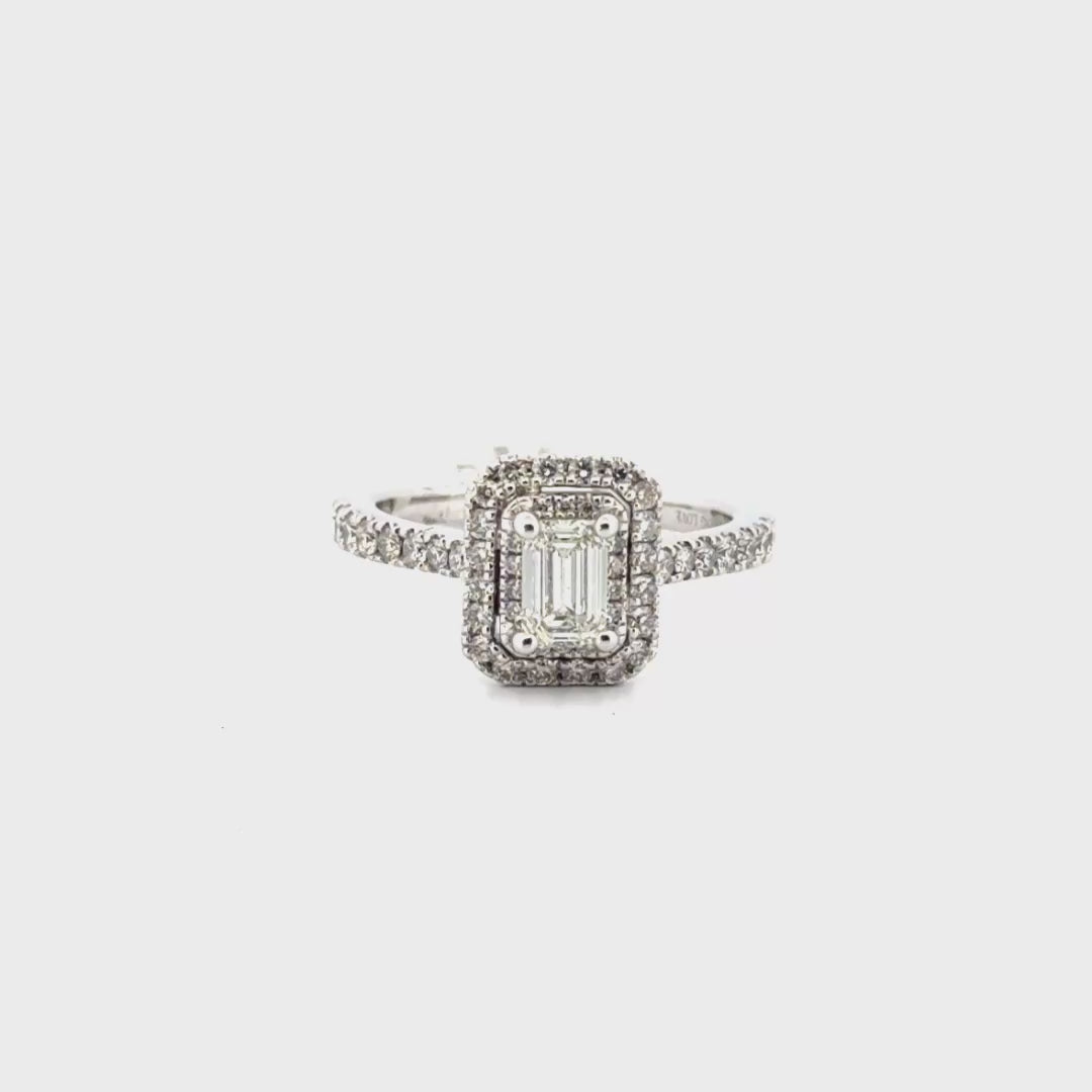 Approximately .75ct. Center Emerald Cut Natural Diamond Set in 14k White Gold Vera Wang Mounting