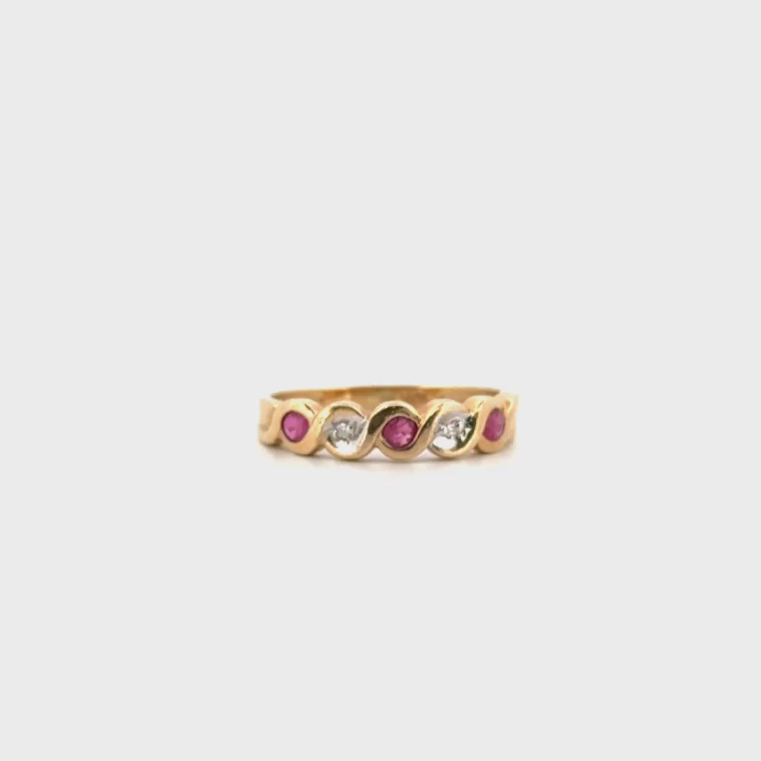 Ruby & Diamond Ring Set in 10K Yellow Gold