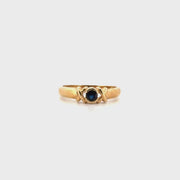 Sapphire & Diamond Ring Set in 10K Yellow Gold Sz 6.5