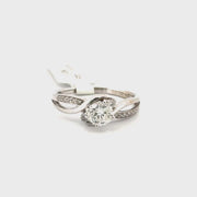 Approx. 1ct. Round Natural Diamond Ring Set in 14K White Gold Sz 9.5