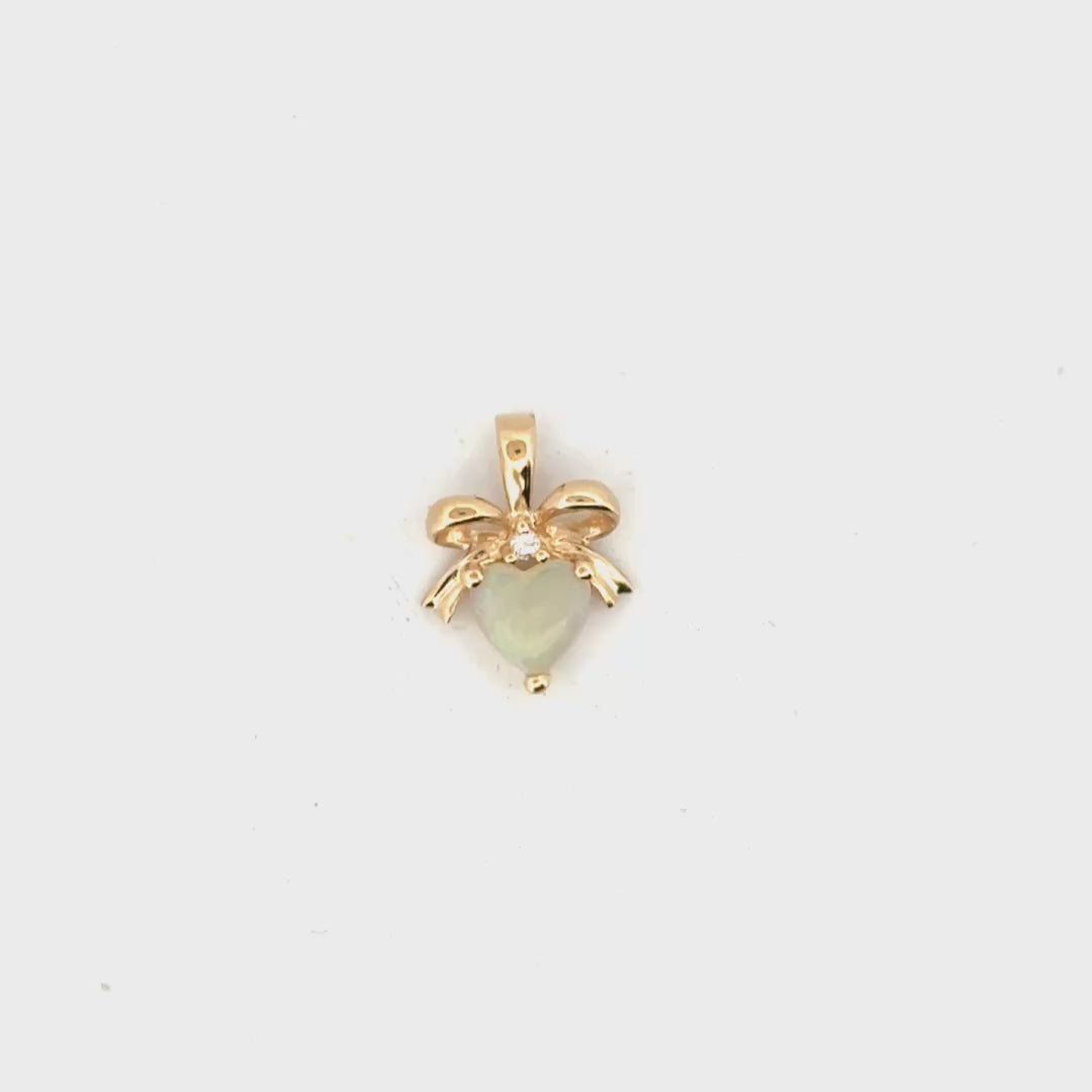 Opal & Diamond Pendant in 14K Yellow Gold