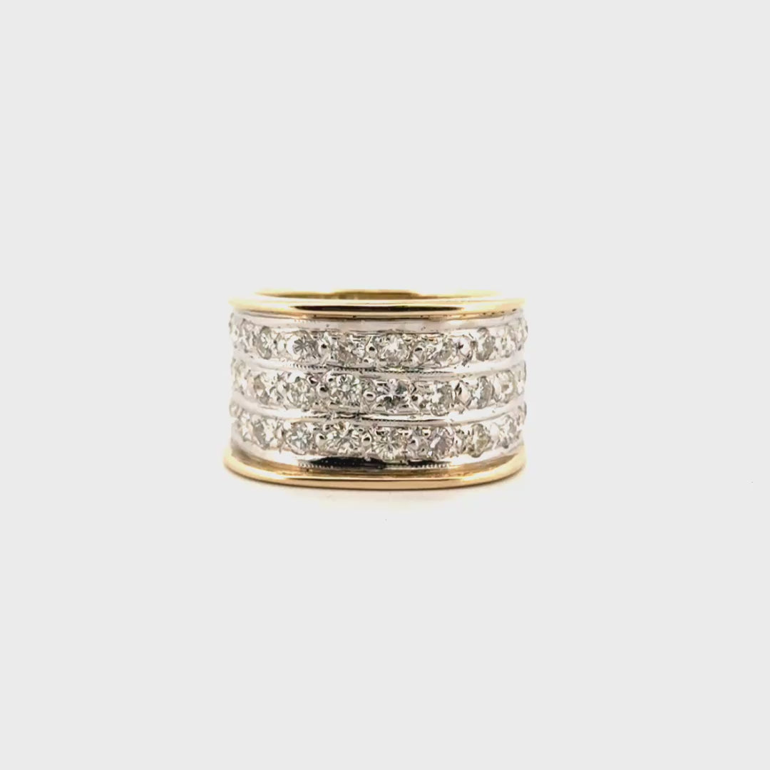 1.66cttw. Wide Cigar Style Euro Shank Ring in 14K Yellow Gold