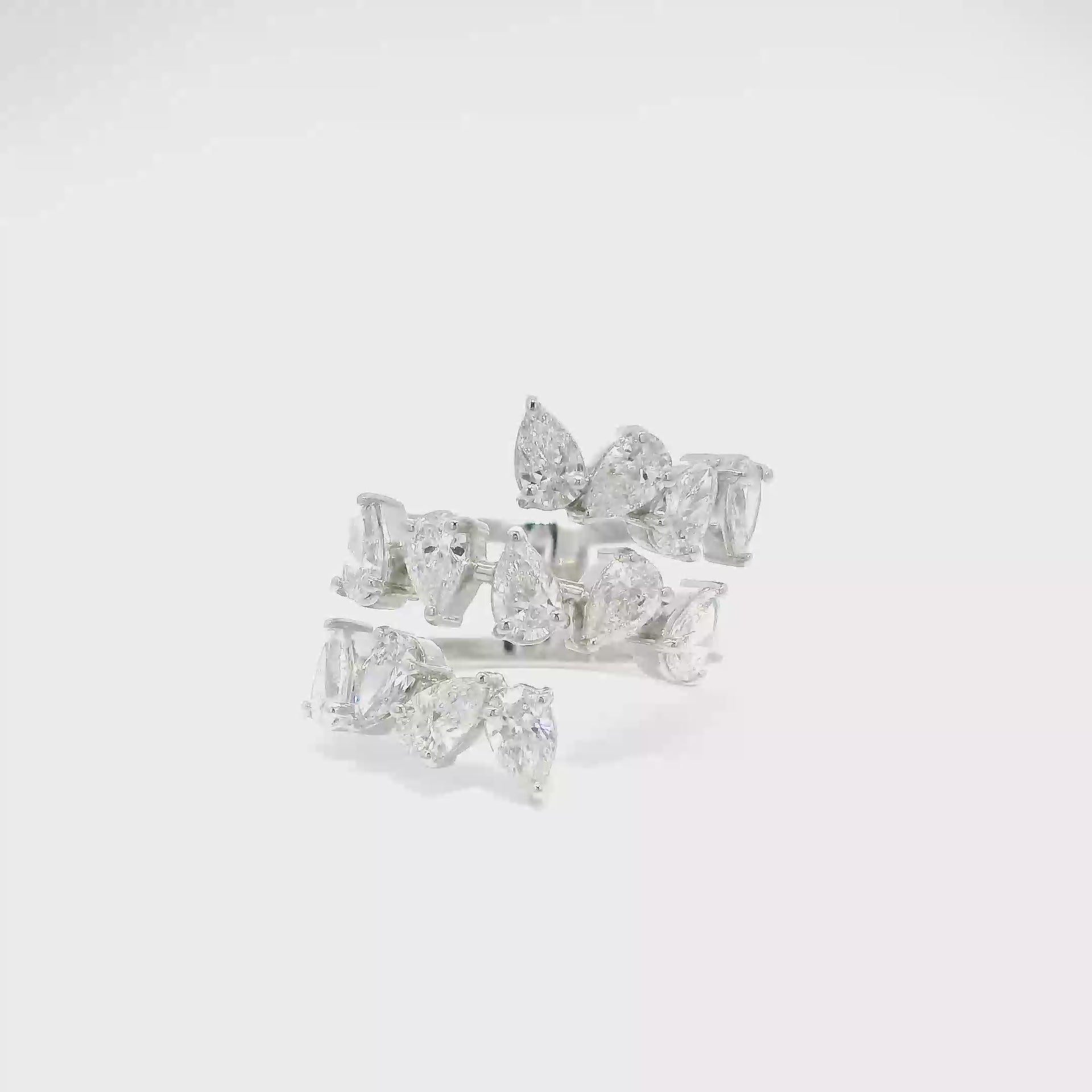 Pear Shape Lab Grown Multi Row Fashion Band in 14K White Gold