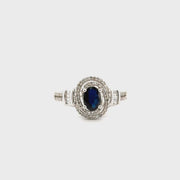 .67ct. Natural Sapphire Set in 10K White Gold Diamond Mounting Sz 7