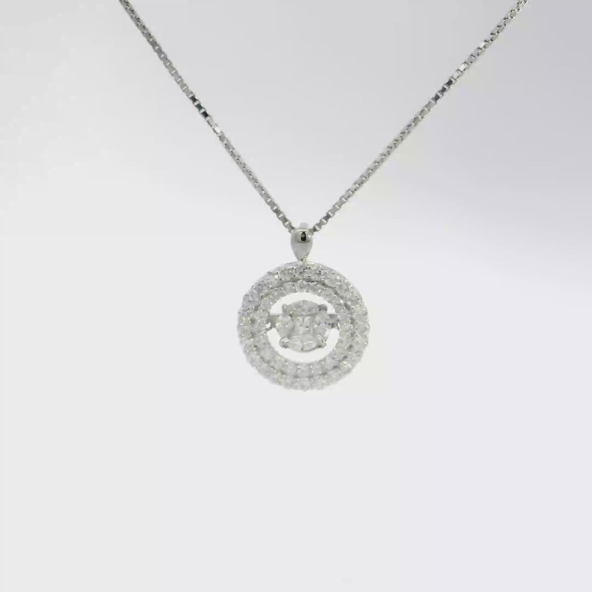 Natural Diamond Halo Style Pendant in 14K White Gold