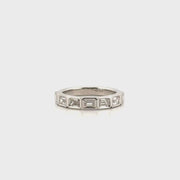 1.3cttw. Bezel Set Lab Grown Emerald Band in 14K White Gold Sz 7