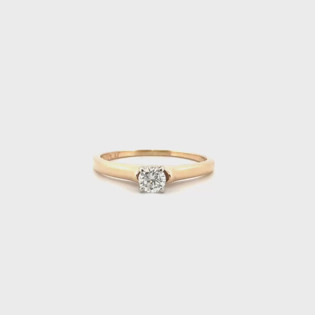 Natural Round Diamond Solitaire Set in 14K Yellow Gold