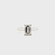 2.60ct. F VS1 Lab Grown Emerald Cut Diamond in 14K White Gold Mounting Sz 7