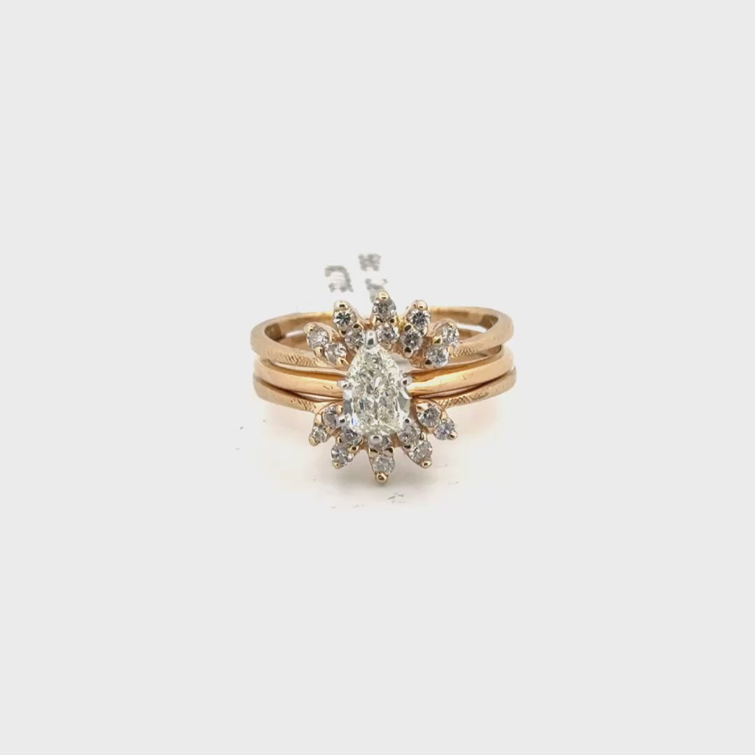 Pear Shaped Diamond Ring With Matching Guard