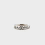 Three Tier Natural Diamond Ring in 14K White Gold Sz 6