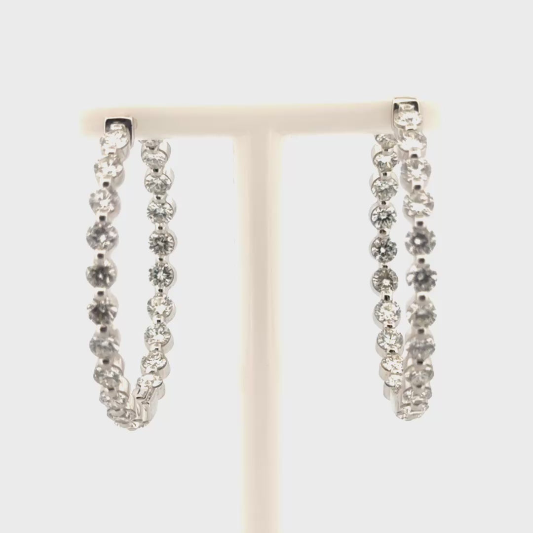 3.54cttw. Natural Diamond In N Out Hoop Earrings in 14K White Gold