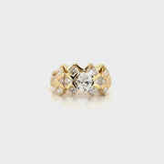 Natural Diamond Oval Geometric Style Ring with Matching Band in 14K Yellow Gold Sz 5.5