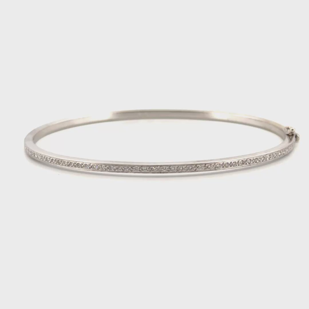Natural Diamond Bangle Bracelet in 18K White Gold