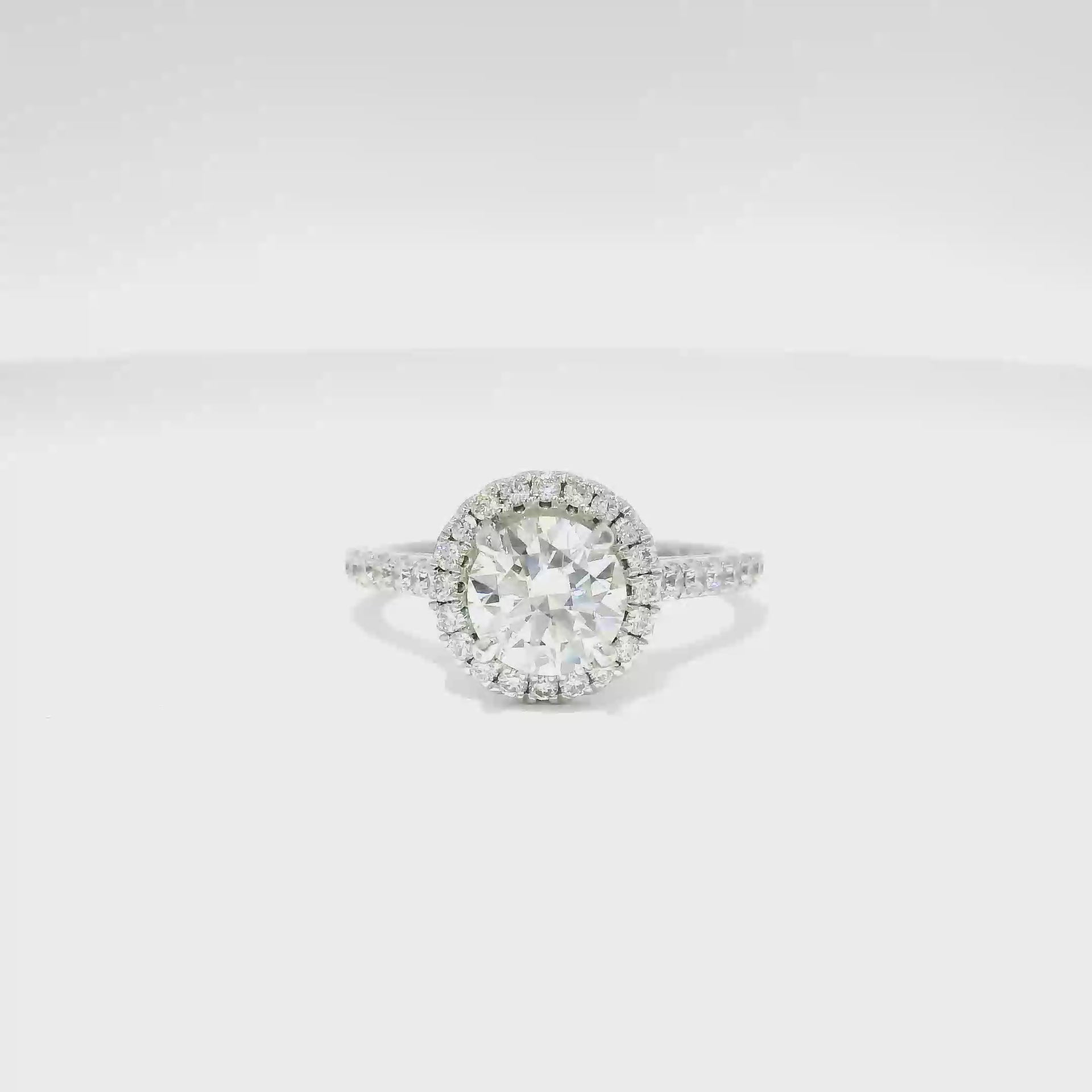 1.28ct. Natural Round Diamond Engagement Ring in A.Jaffe 14K White Gold Halo