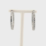 1.87cttw. Natural Diamond Hoop Earrings in 14K White Gold