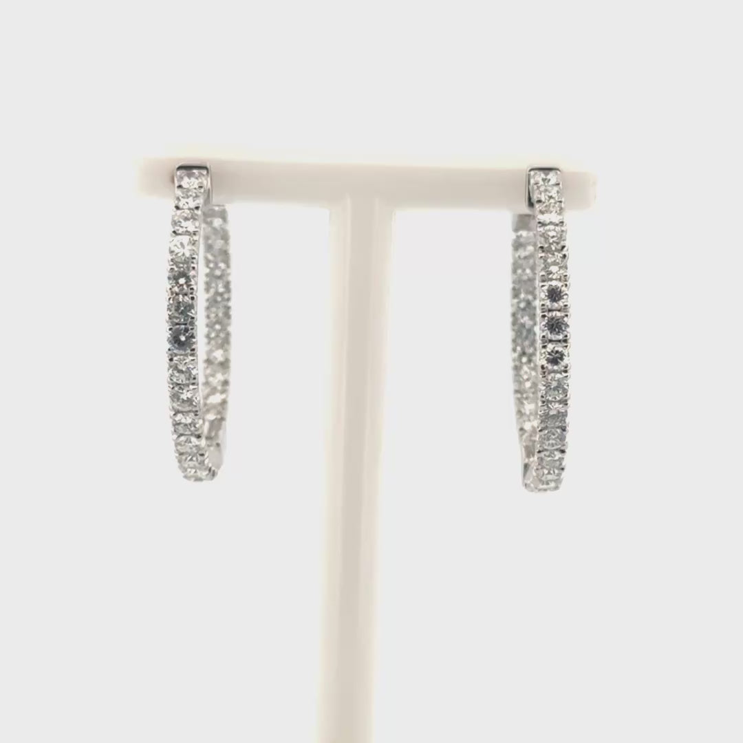 1.87cttw. Natural Diamond Hoop Earrings in 14K White Gold