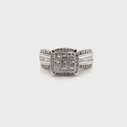Natural Diamond Cluster Engagement Ring in 10K White Gold Sz 7
