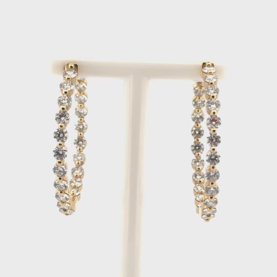 3.54cttw. Natural Diamond Hoop Earrings in 14K Yellow Gold