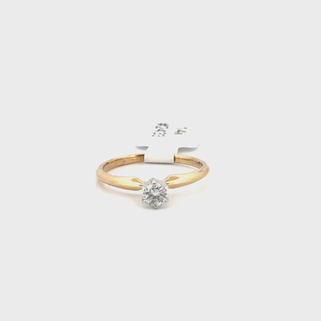 Natural Round Diamond Solitaire Set in 14K Yellow Gold