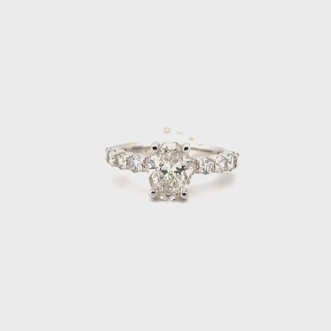 2.01ct. F VS1 Lab Grown Oval Set in 1cttw. 14K White Gold Diamond Band