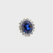 5.95ct. Lab Grown Sapphire Ring Set in 10K White Gold Sz 8