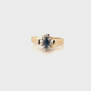Sapphire & Diamond Ring Set in 14K Yellow Gold Sz 7