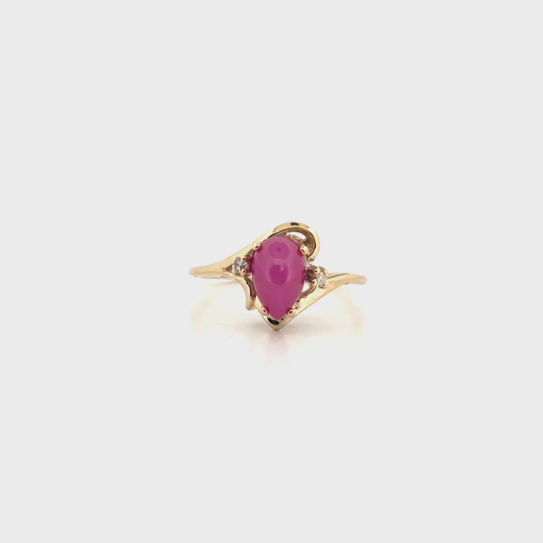 Lab Grown Star Ruby Bypass Style Ring in 14K Yellow Gold