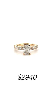 1.56ct. E VS1 Lab Grown Elongated Radiant on 10pt Band in 14K Yellow Gold