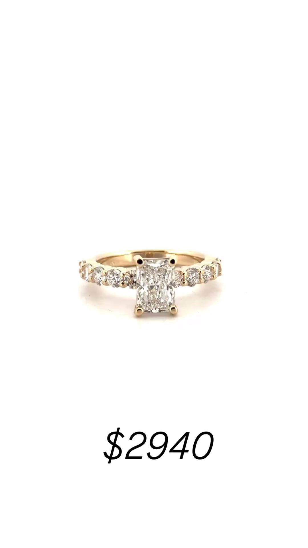 1.56ct. E VS1 Lab Grown Elongated Radiant on 10pt Band in 14K Yellow Gold