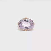 Oval Cut East to West Set Amethyst Ornate Style Estate Ring Set in 18K Rose Gold Sz 7