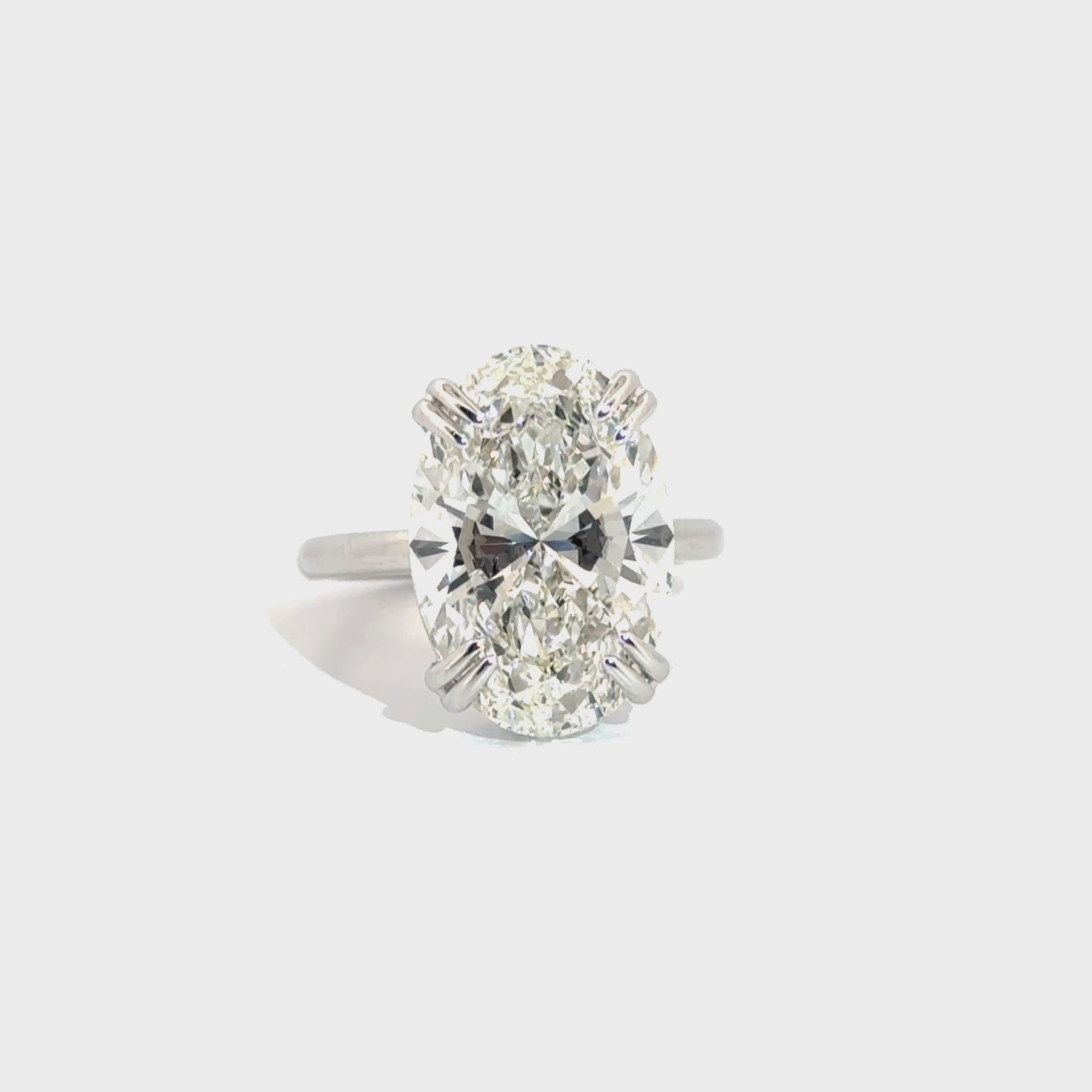 10.03ct. E VS1 Lab Grown Oval Set in 14K White Gold Tiffany Style Double Claw Prong Mounting
