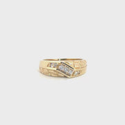 Natural Diamond Nugget Style Men's Ring in 14K Yellow Gold Sz 8.5