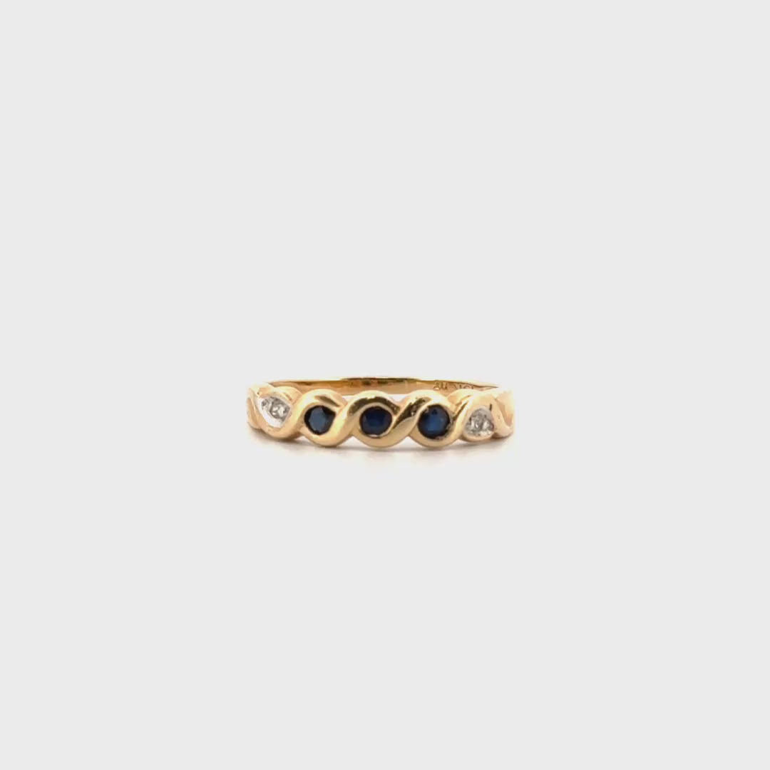 Sapphire & Diamond Ring Set in 10K Yellow Gold