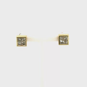 1cttw. Natural Diamond Quad Set Ear Studs in 18K Yellow Gold