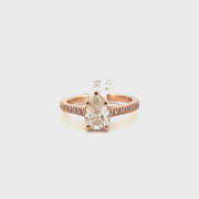 1.47ct. K I2 Natural Diamond Pear Shape Set in 14K Rose Gold Mounting Sz 7