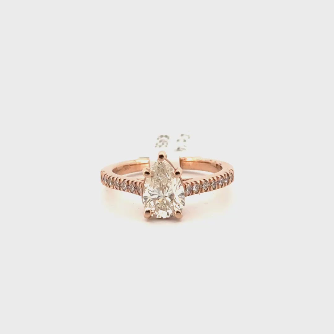 1.47ct. K I2 Natural Diamond Pear Shape Set in 14K Rose Gold Mounting