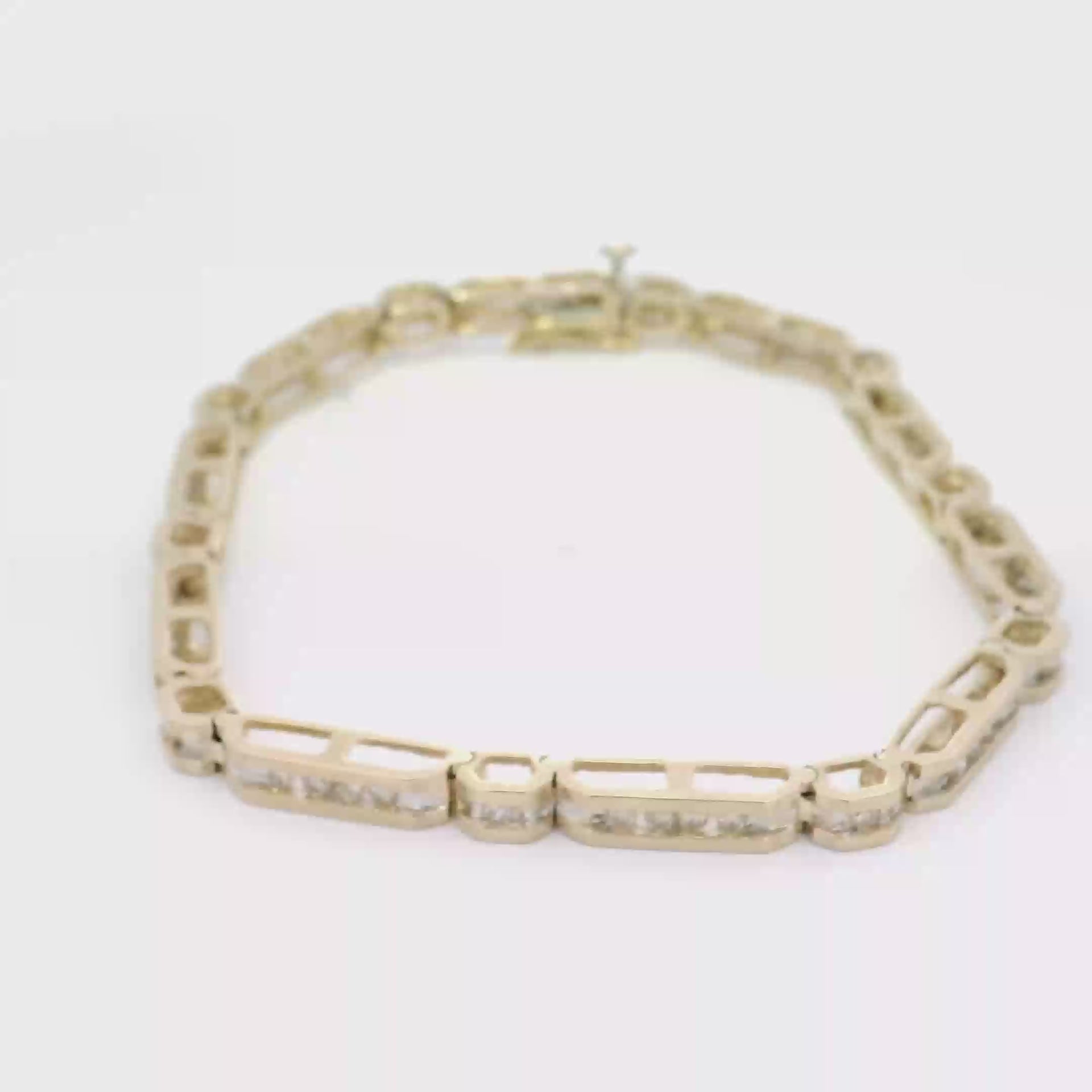 Natural Diamond Channel Set Geometric Bracelet in 14K Yellow Gold