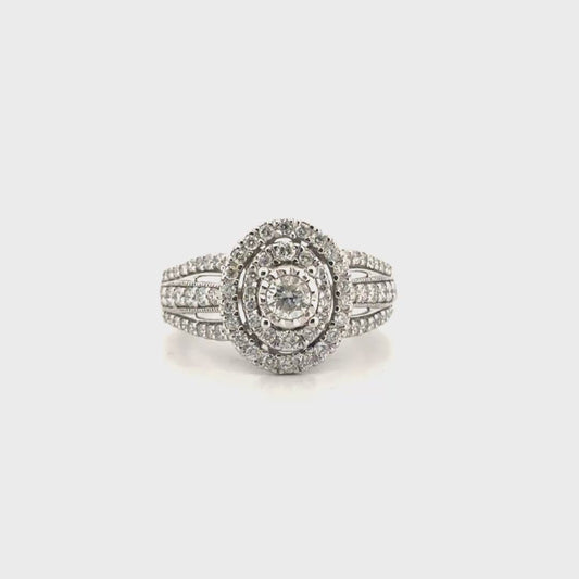 Oval Shaped Halo Ring in 10K White Gold