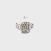 Natural Diamond Cluster Ring Set in 10K White Gold Sz 10