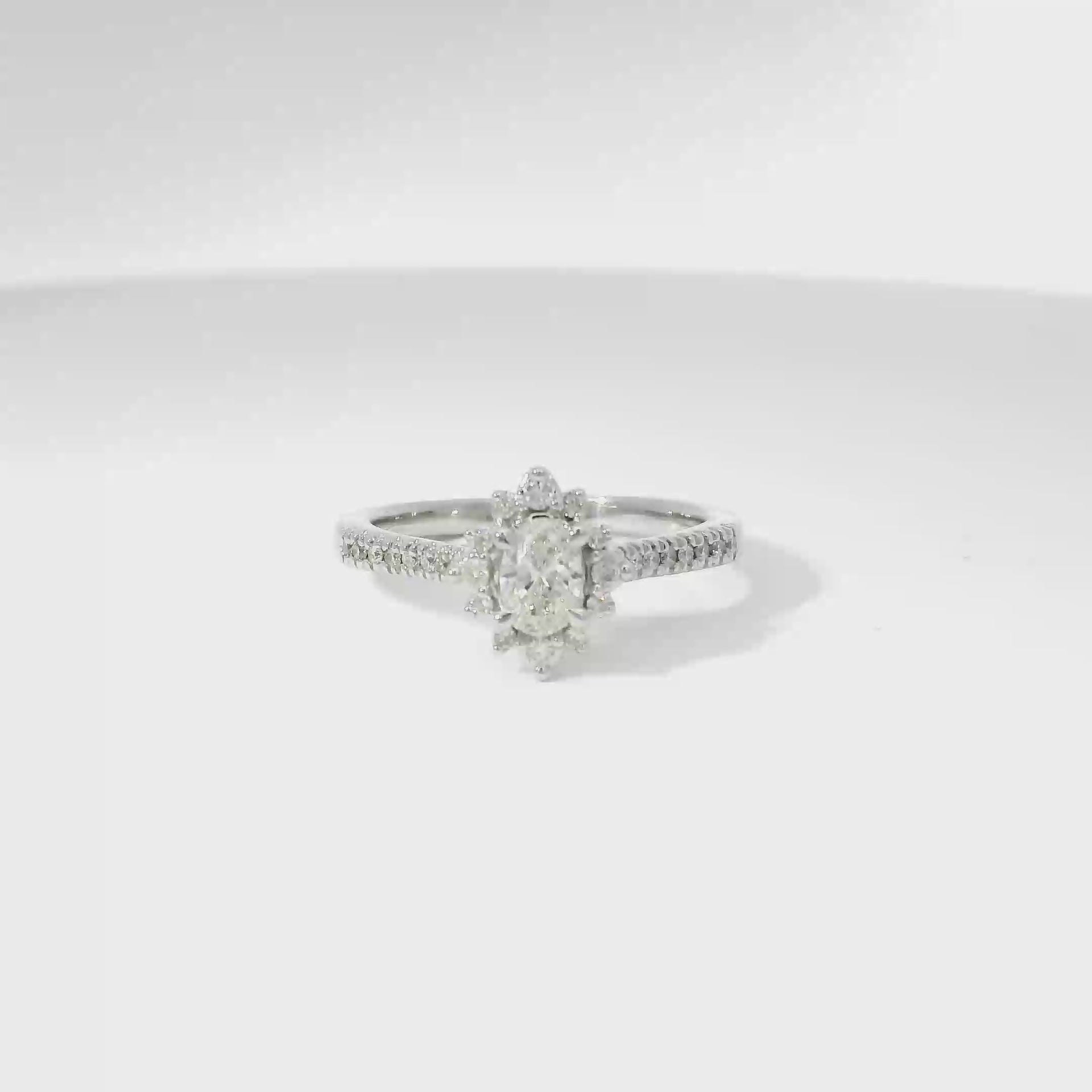 Natural Oval Diamond Engagement Ring in 14K White Gold