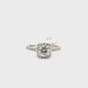 1ct. Natural Diamond Round Set in 14k White Gold Halo Sz 7