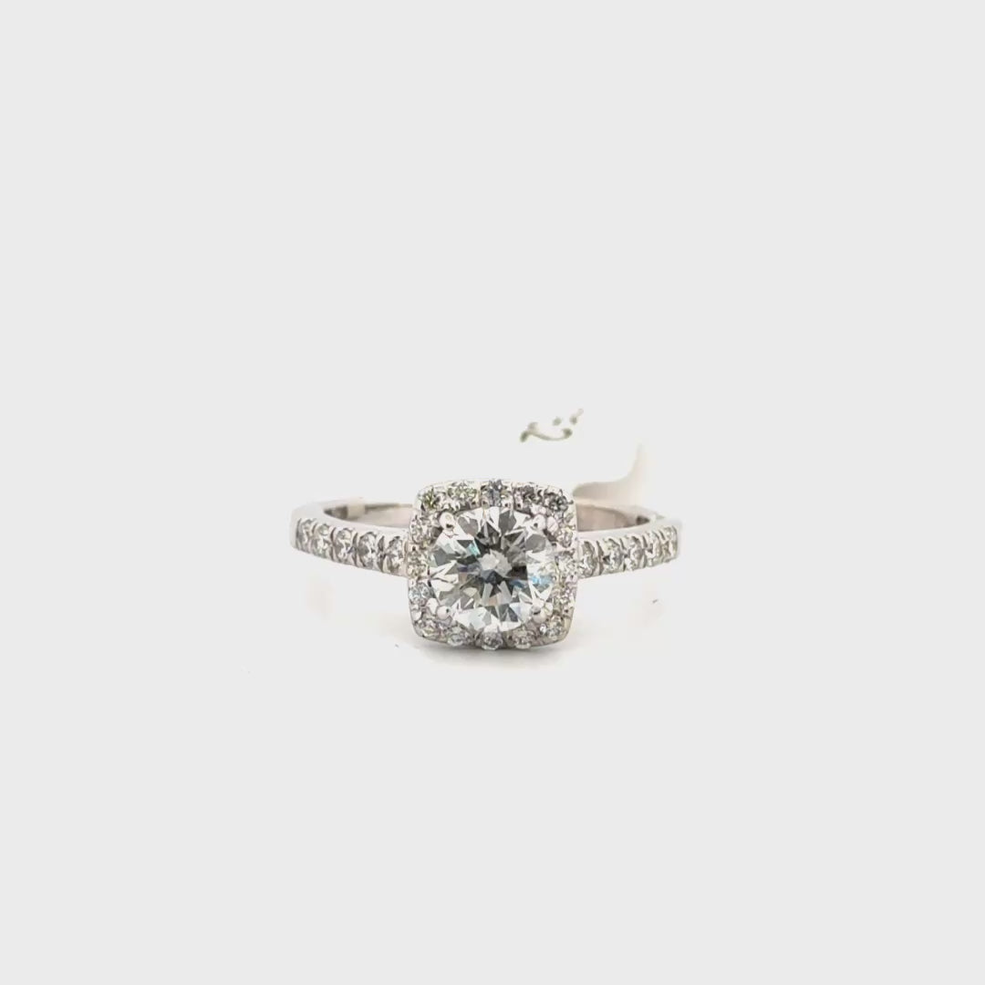 1ct. Natural Diamond Round Set in 14k White Gold Halo