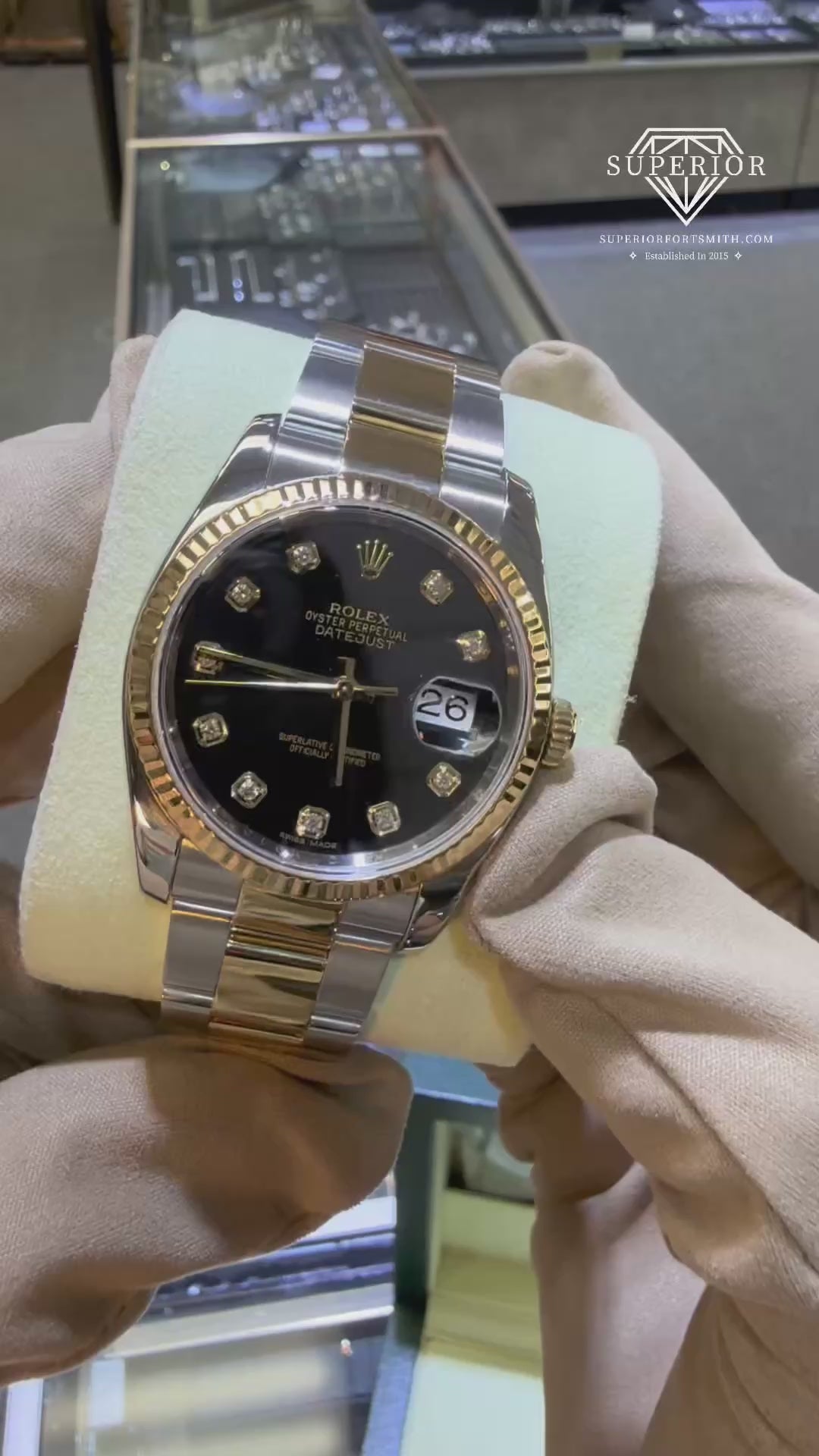 36mm Rolex Datejust Black With Diamonds (2013)