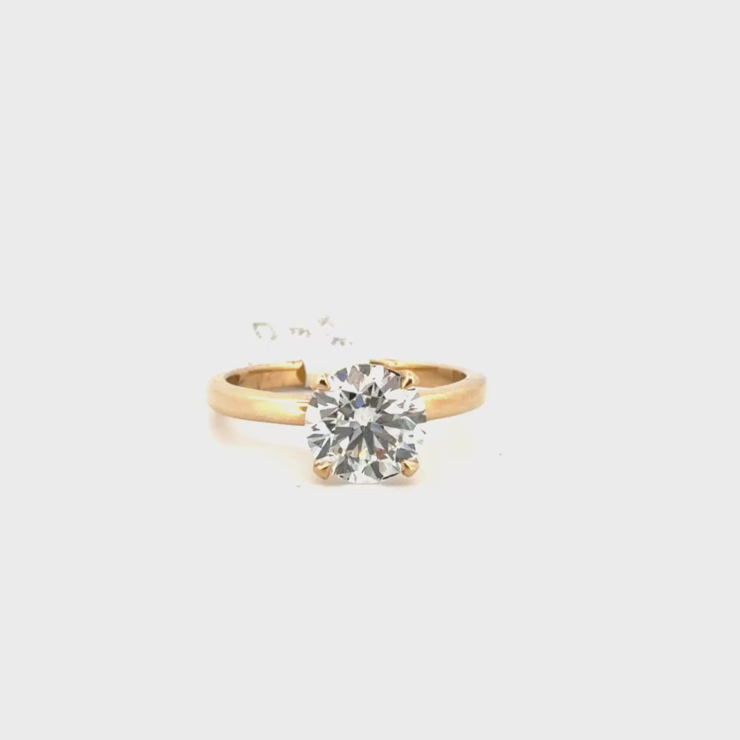 2.19ct. F VS1 Lab Grown Diamond Round Solitaire Set in 14K Yellow Gold