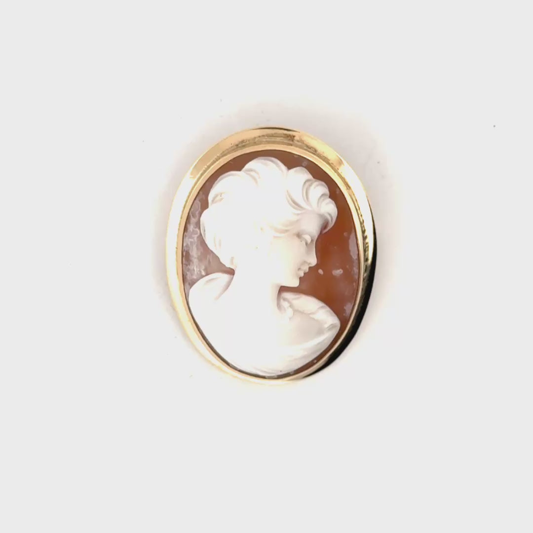 Cameo Pendant & Pin Swappable in 14K Yellow Gold