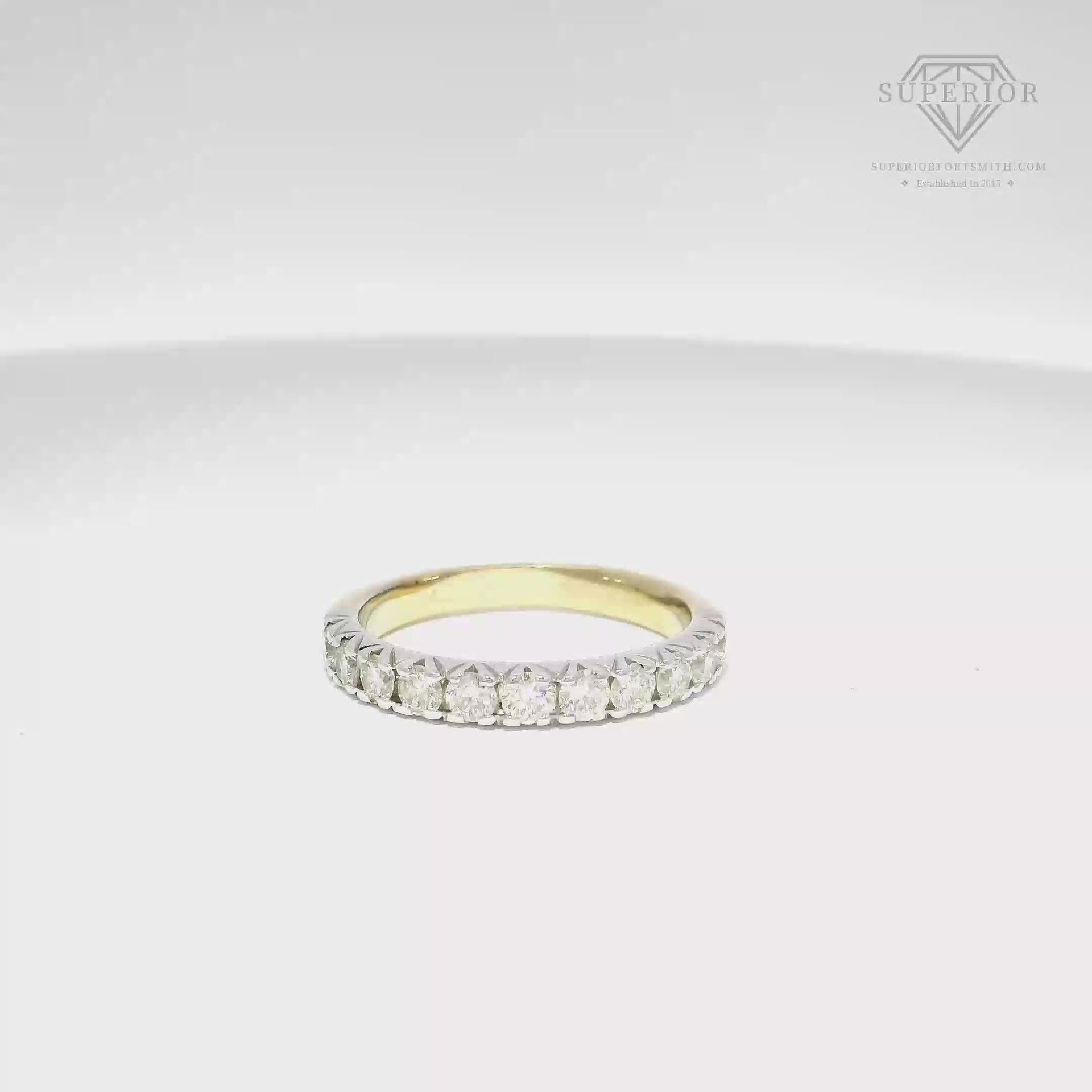 Natural Diamond Band Set in 14K Two Tone White & Yellow Gold